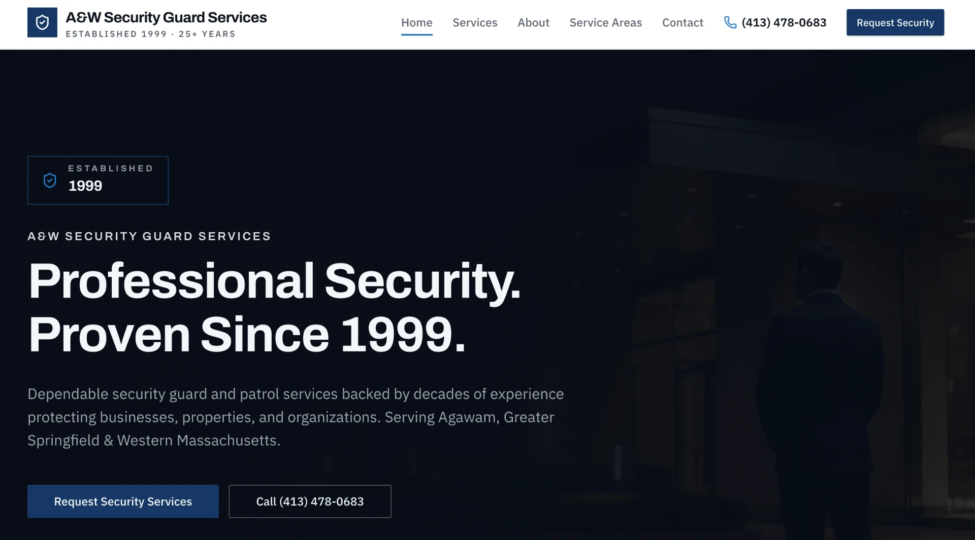 A&W Security Guard Services website screenshot